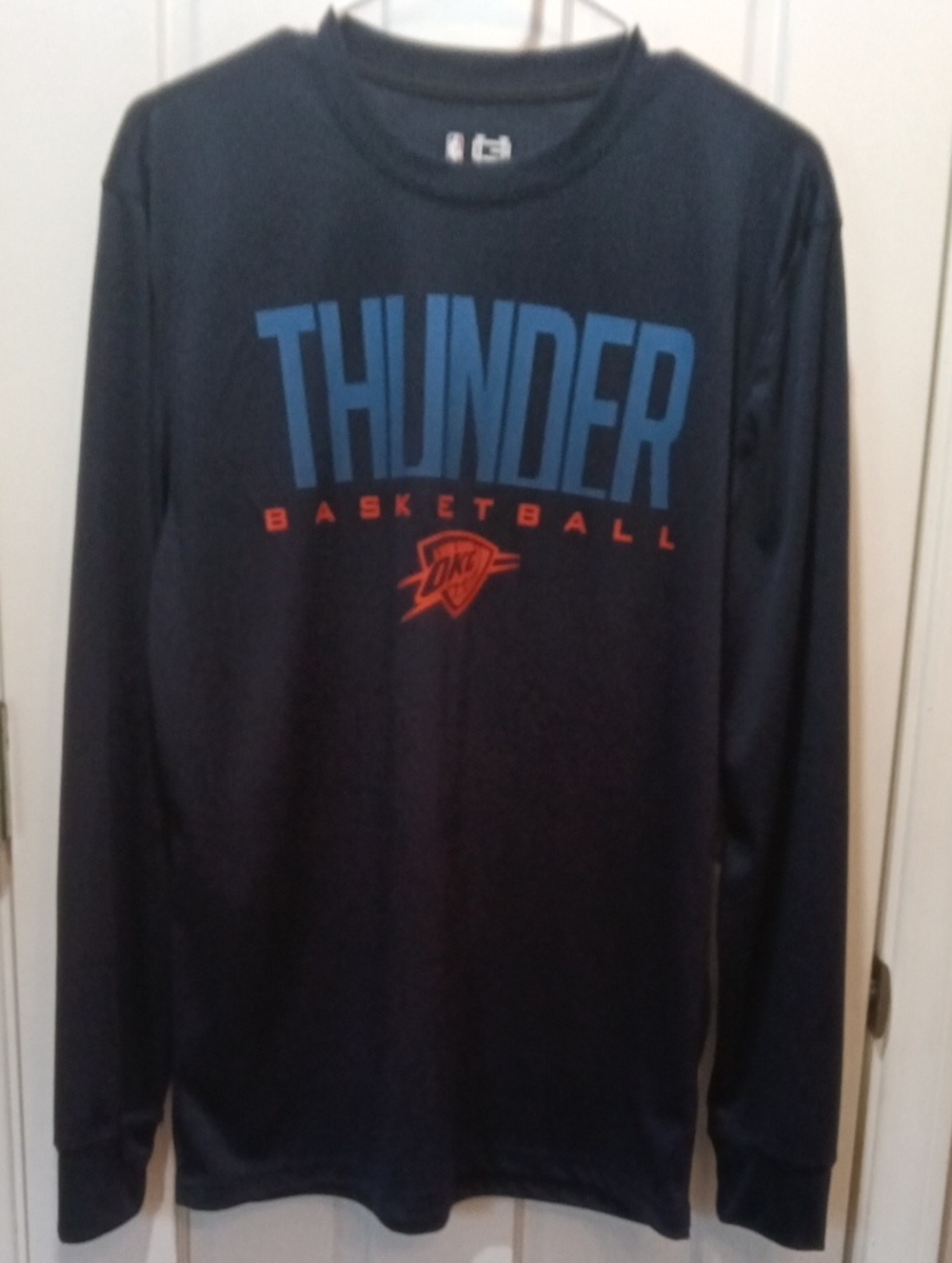 NBA Oklahoma City Thunder Navy Long Sleeve Tee with Blue and Orange Graphics